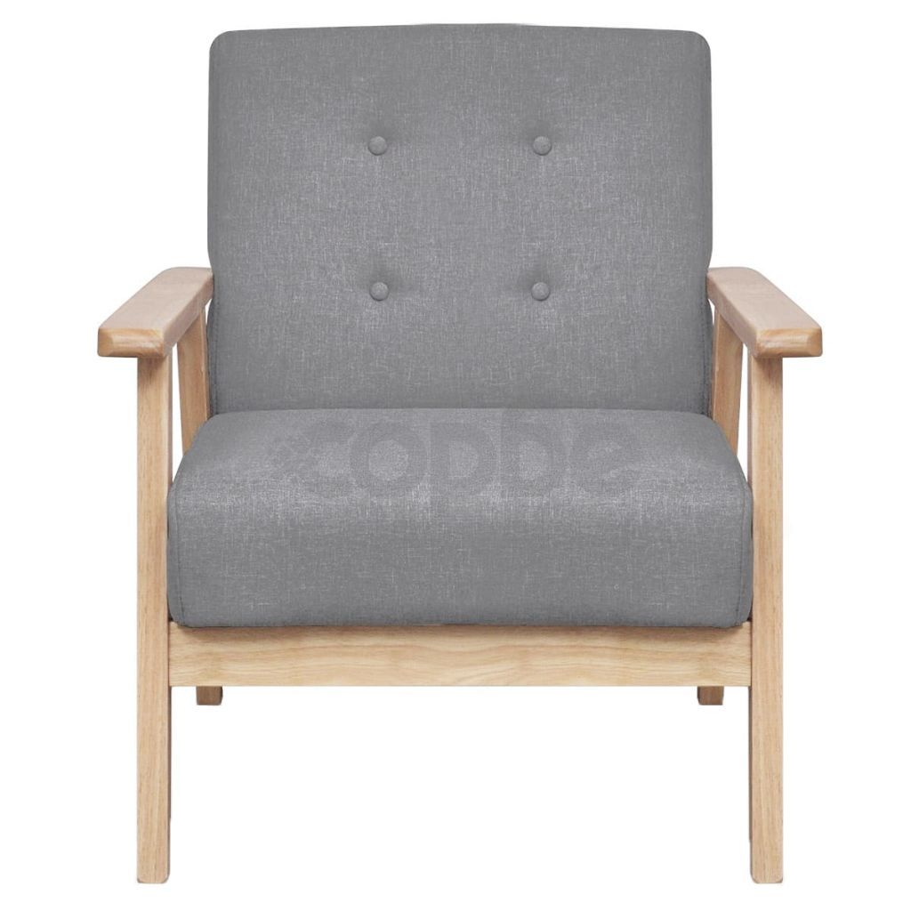 Комплект диван и кресло, 2 броя, плат, светлосиви 