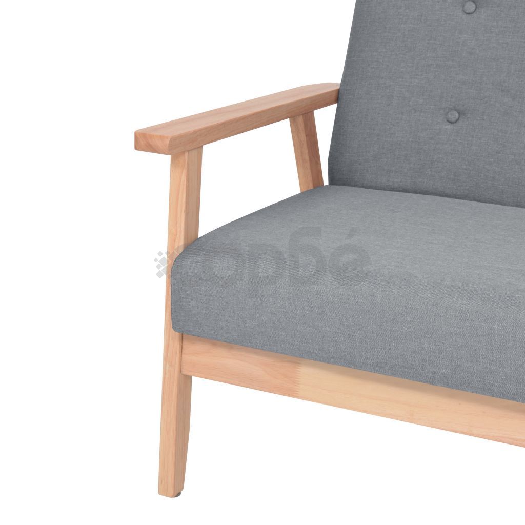 Комплект диван и кресло, 2 броя, плат, светлосиви 