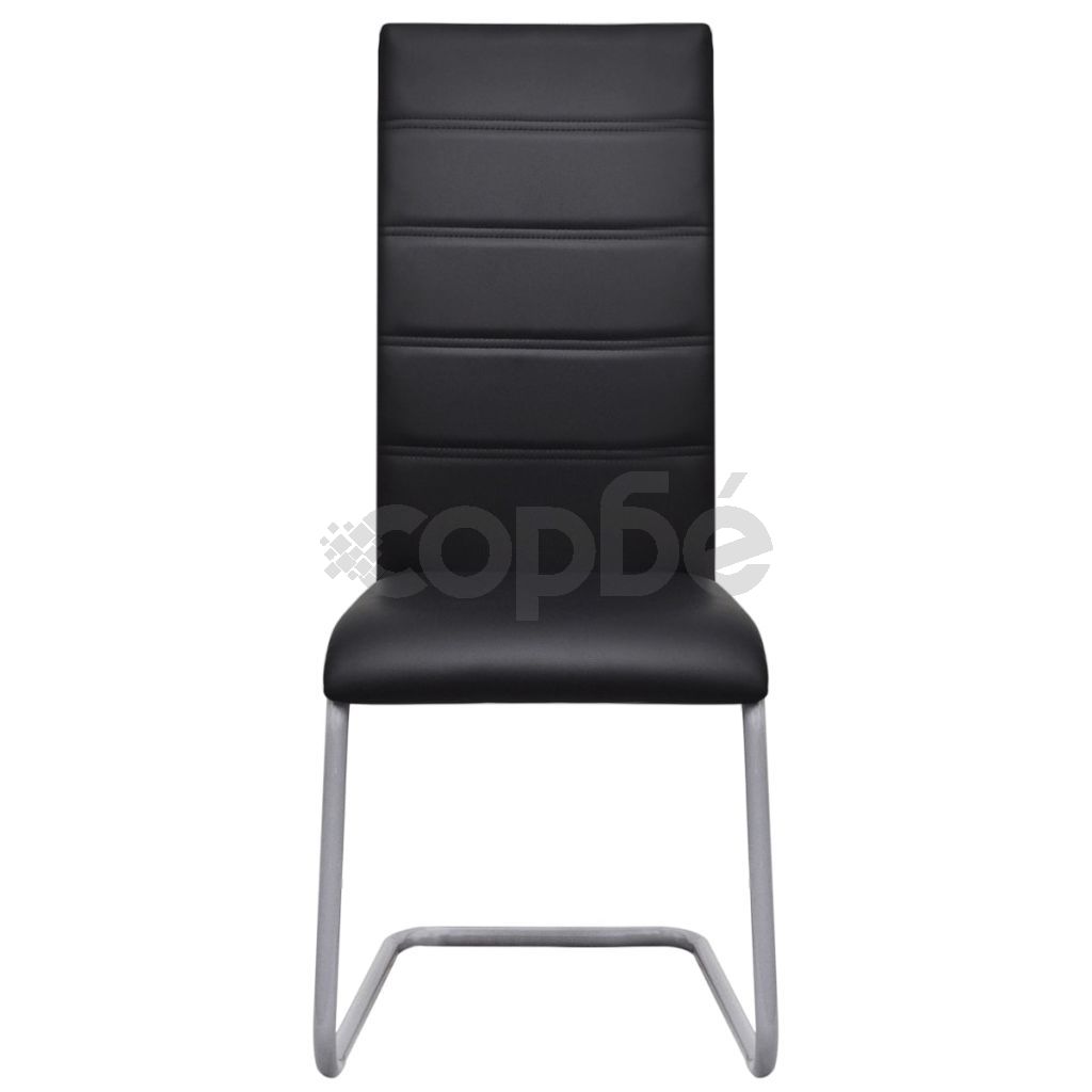 Конзолни трапезни столове, 6 бр, черни, изкуствена кожа