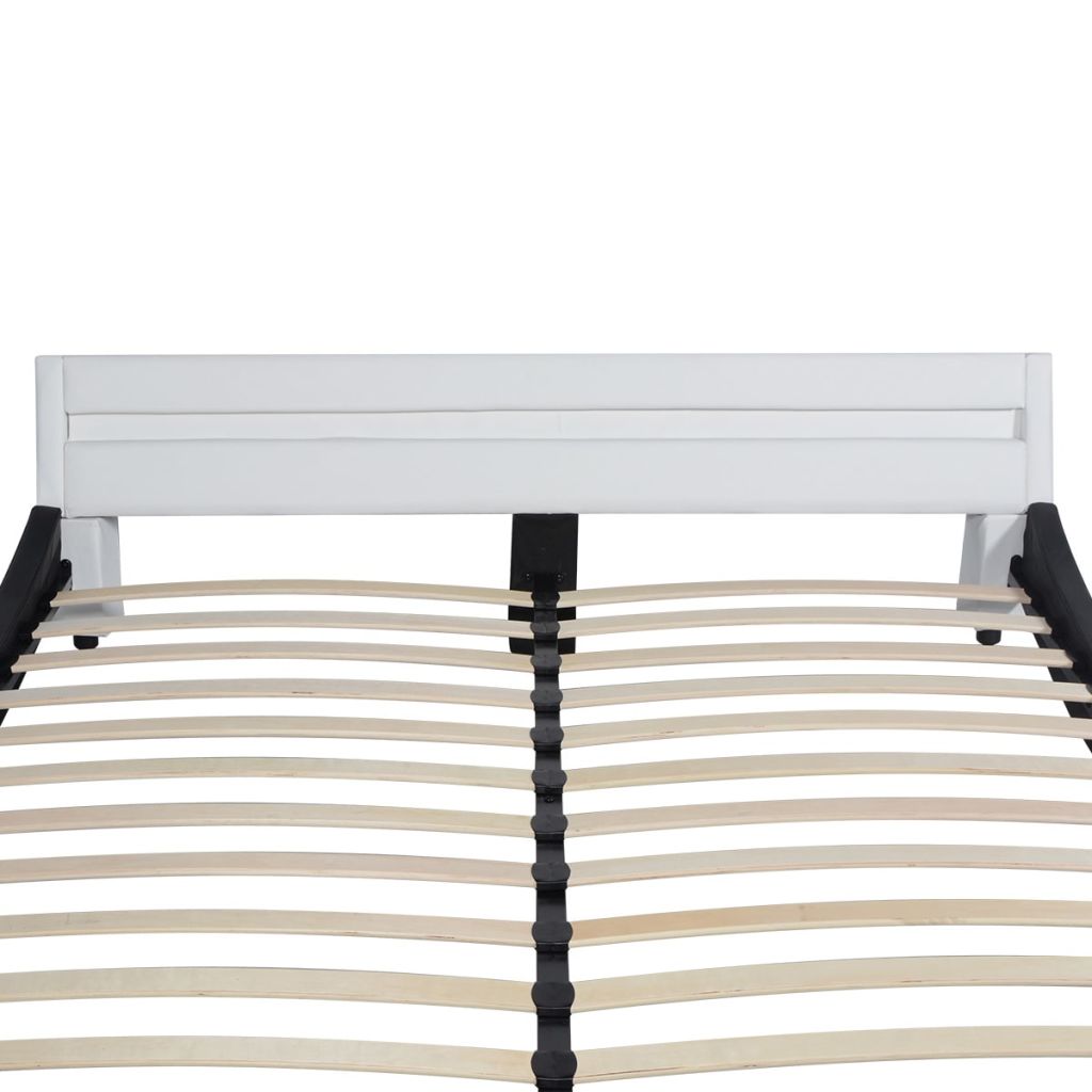 Легло с матрак от мемори пяна, LED, изкуствена кожа, 180x200 см