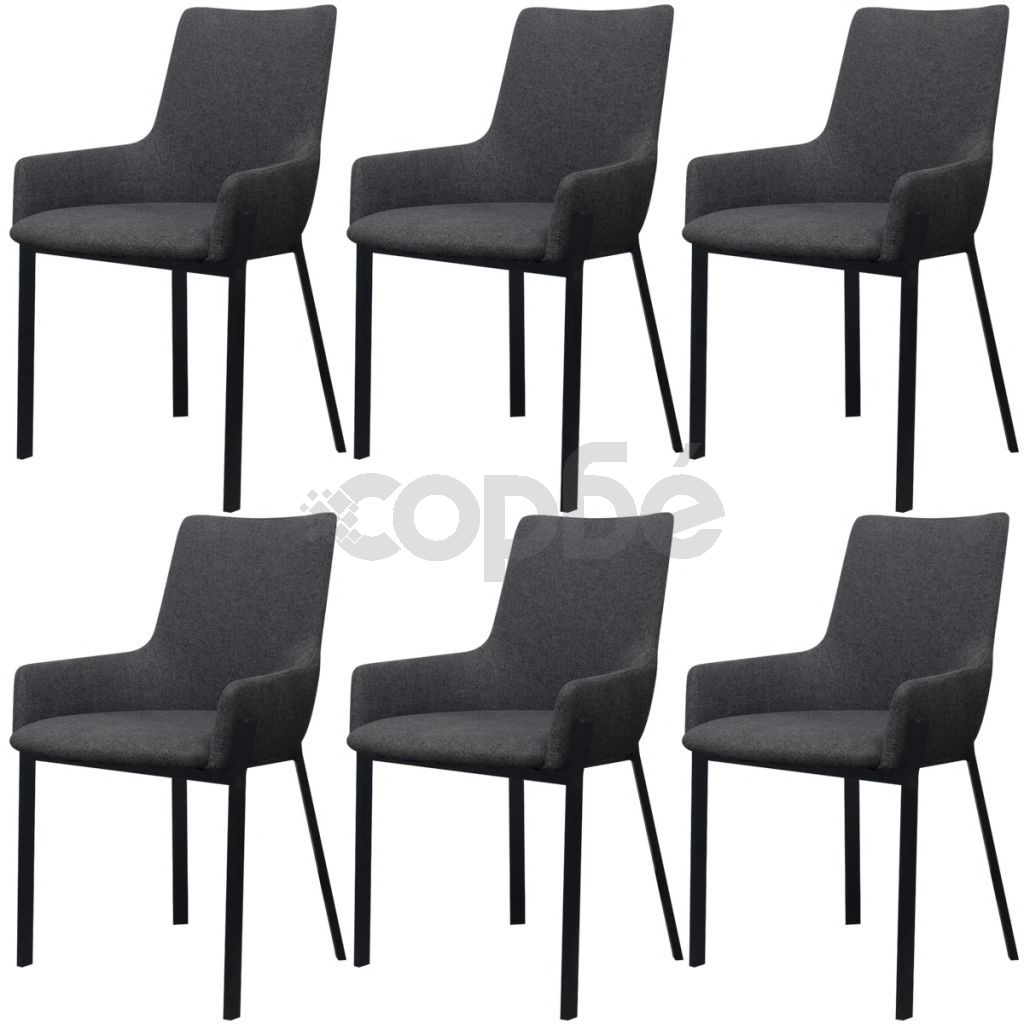 Трапезни столове, 6 бр, тъмносиви, текстил