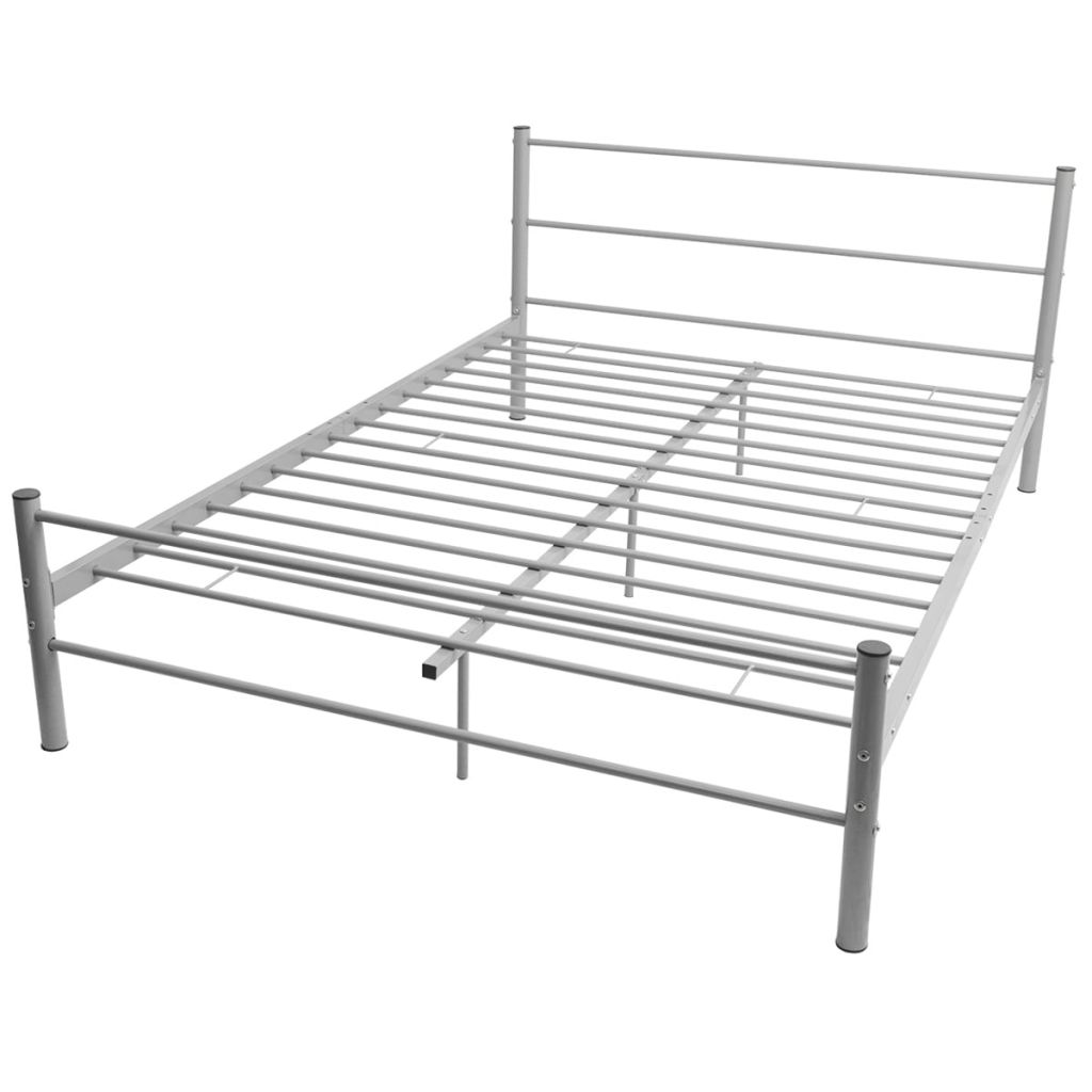 Легло с матрак, сиво, метал, 140x200 см
