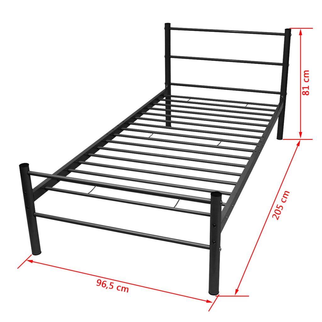 Легло с матрак, черно, метал, 90x200 см