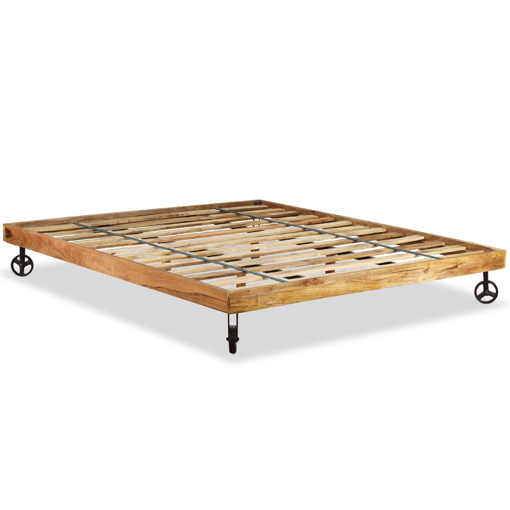 Легло с мемори матрак, груба мангова дървесина, 180x200 см