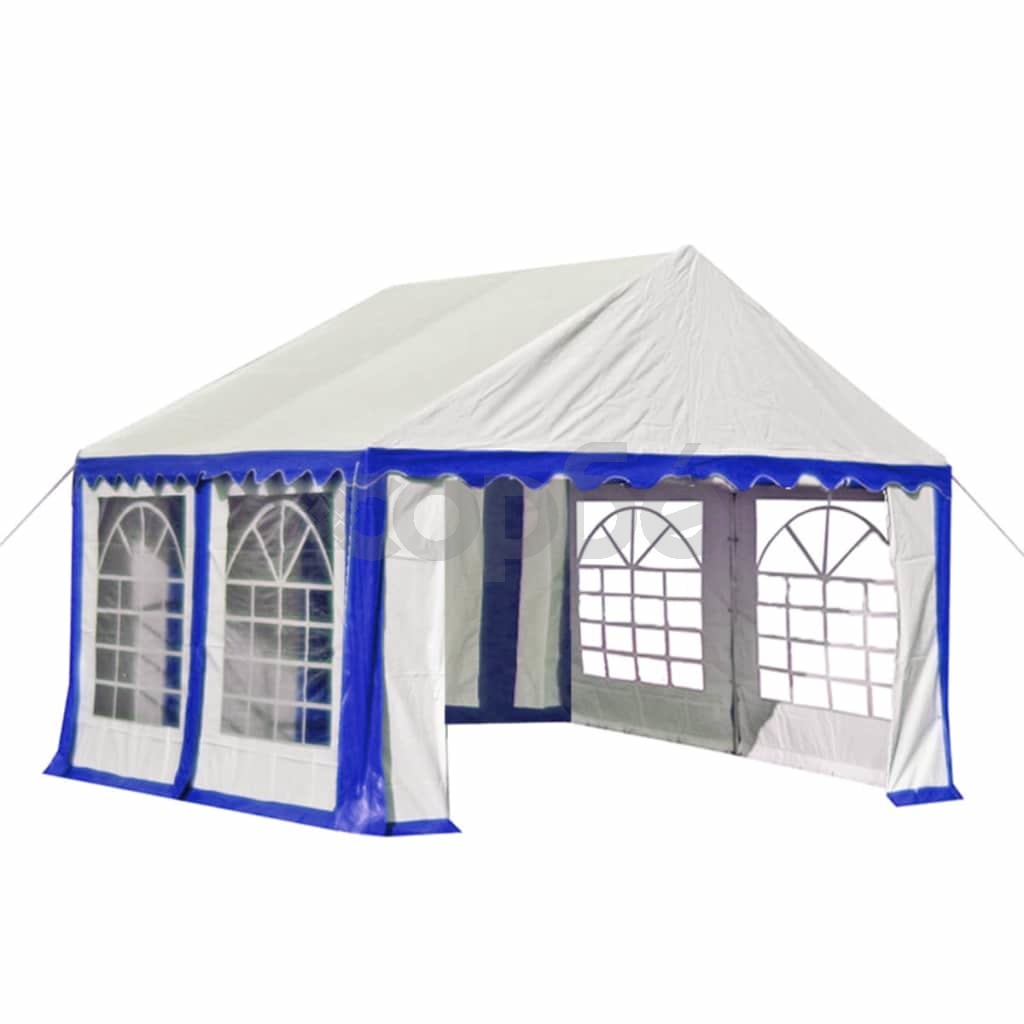 Градинска шатра, PVC, 3x4 м, синьо и бяло