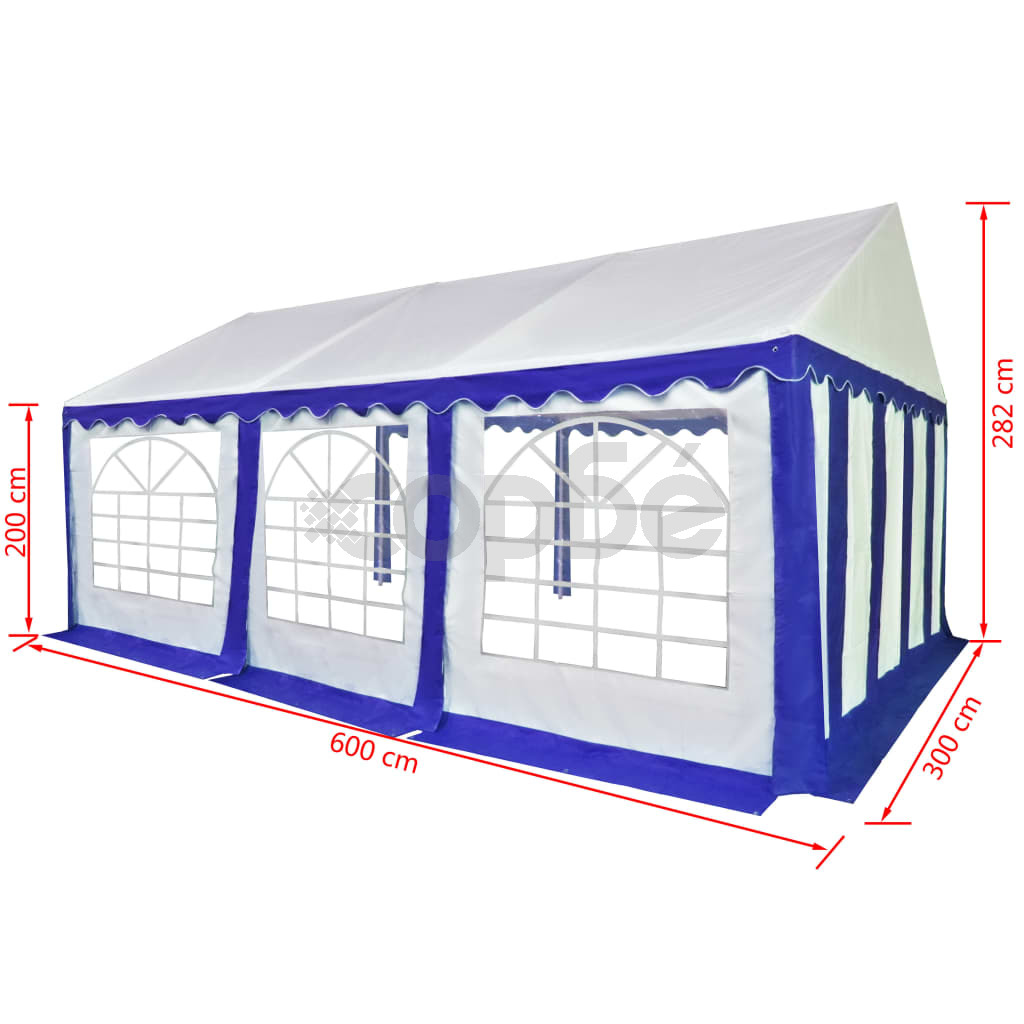 Градинска шатра, PVC, 3x6 м, бяло и синьо