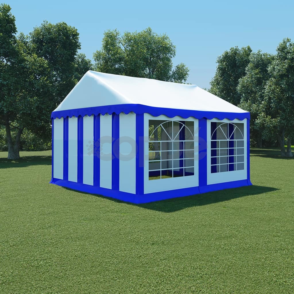 Градинска шатра, PVC, 4x4 м, бяло и синьо