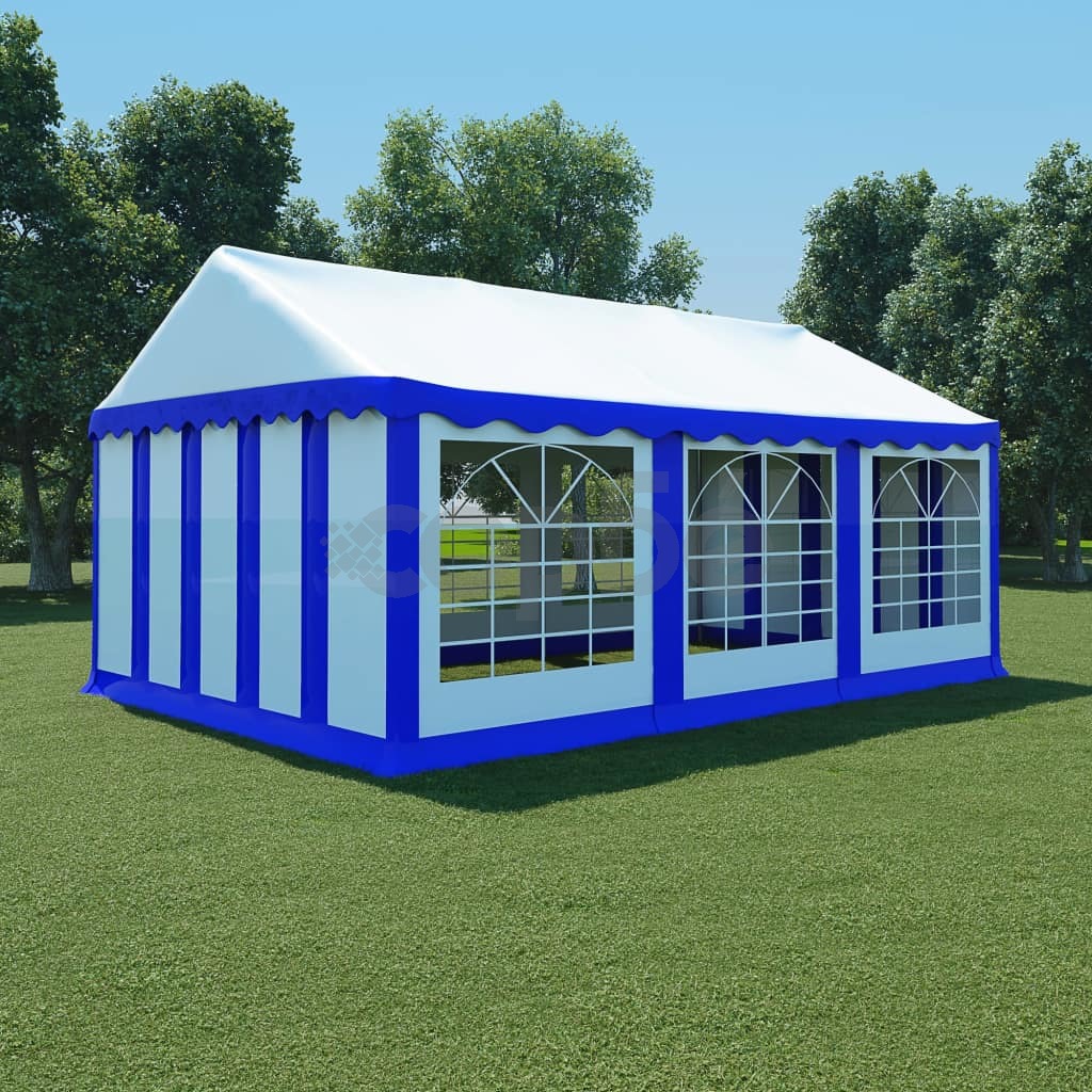 Градинска шатра, PVC, 4x6 м, синьо и бяло