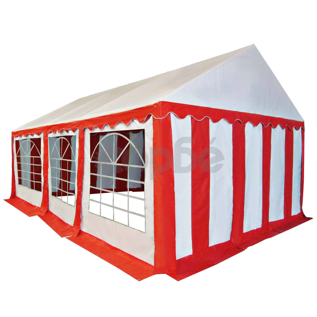 Градинска шатра, PVC, 3x6 м, червено и бяло