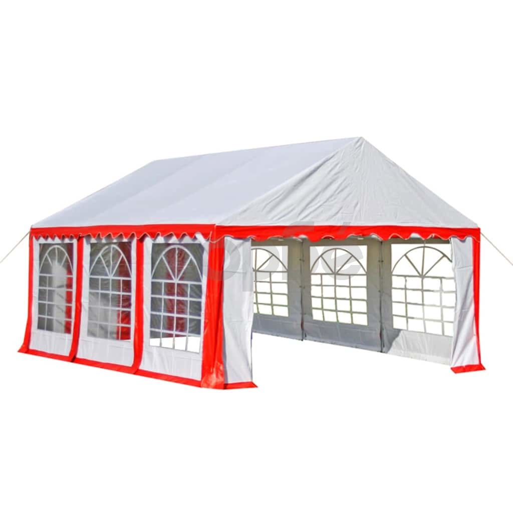 Градинска шатра, PVC, 3x6 м, червено и бяло
