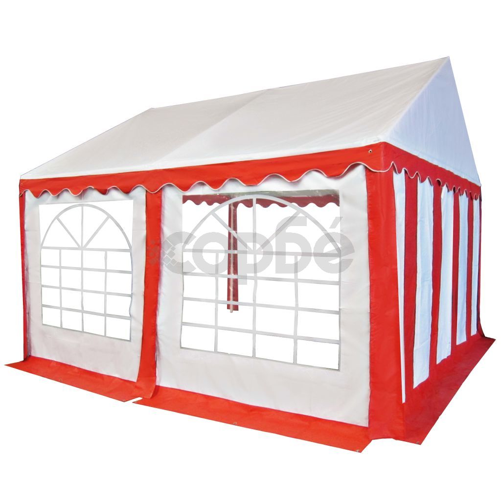 Градинска шатра, PVC, 4x4 м, червено и бяло