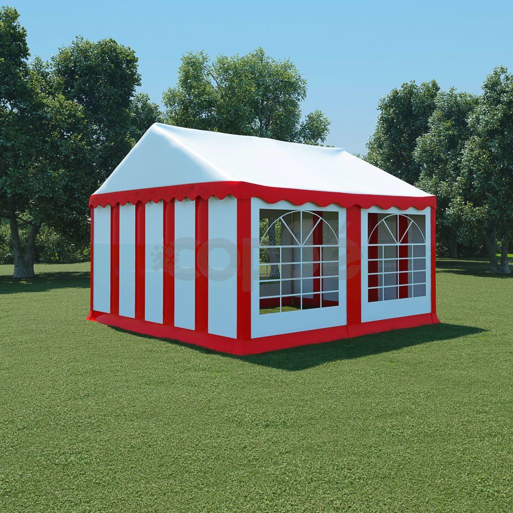 Градинска шатра, PVC, 4x4 м, червено и бяло