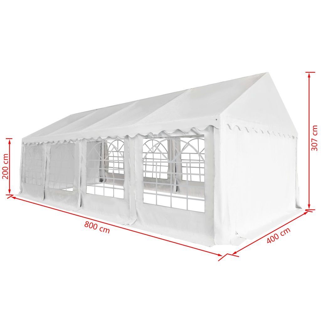 Градинска шатра, PVC, 4x8 м, бяла