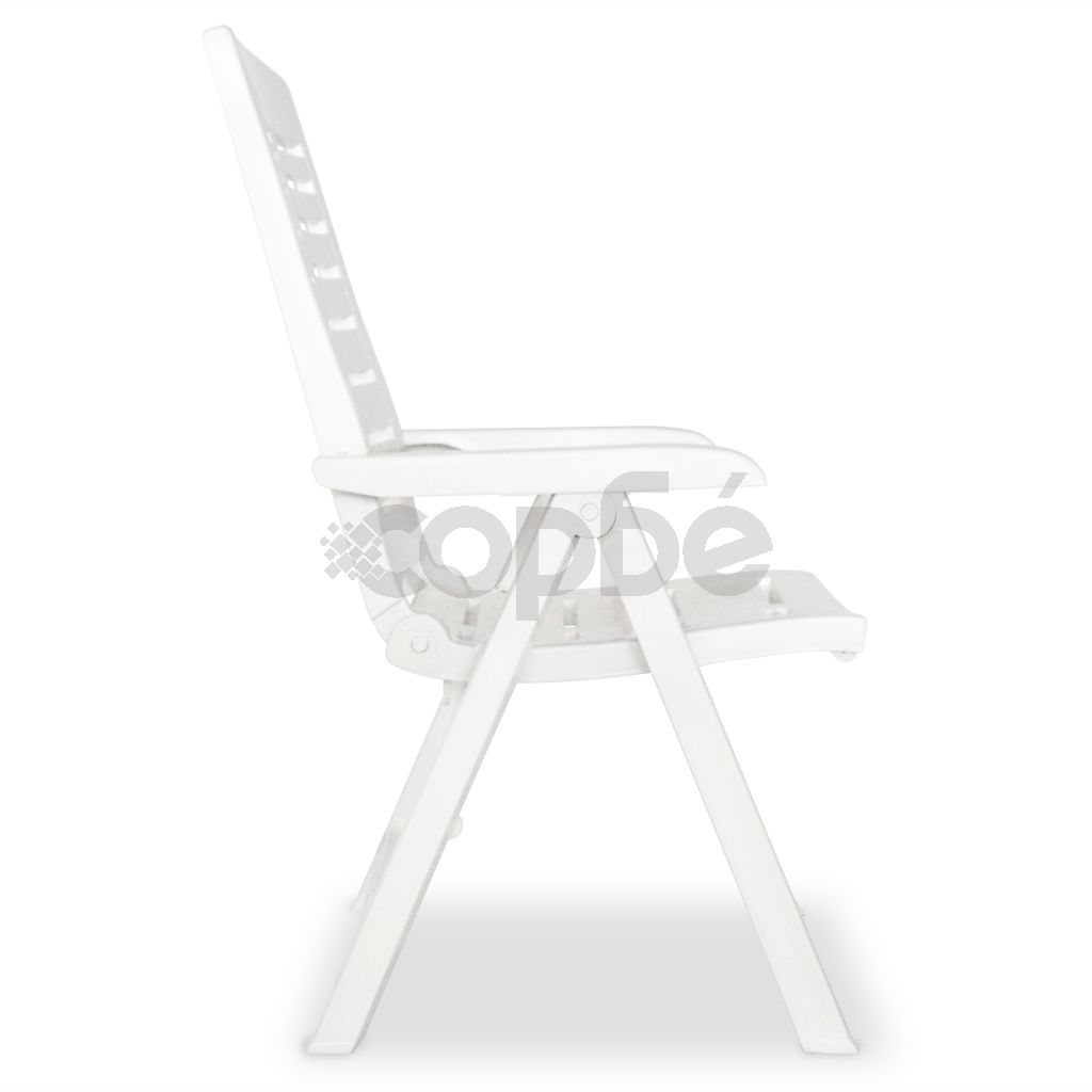 Накланящи се градински столове, 4 бр, пластмаса, бели