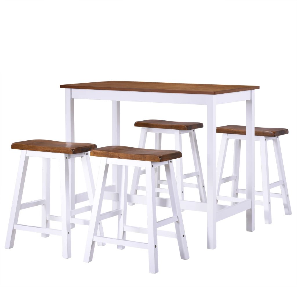 Бар маса и столове, 5 части, дървен масив