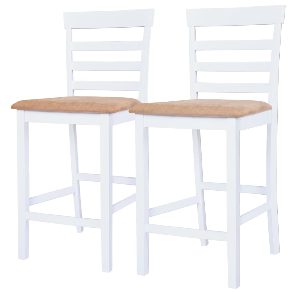 Комплект бар маса и столове, 3 части, дървен масив, кафяв и бял