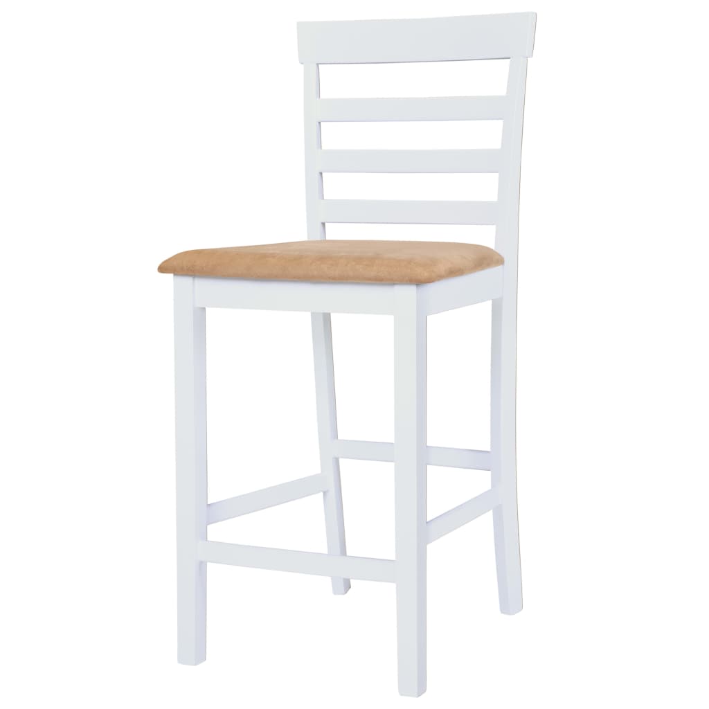 Комплект бар маса и столове, 3 части, дървен масив, кафяв и бял