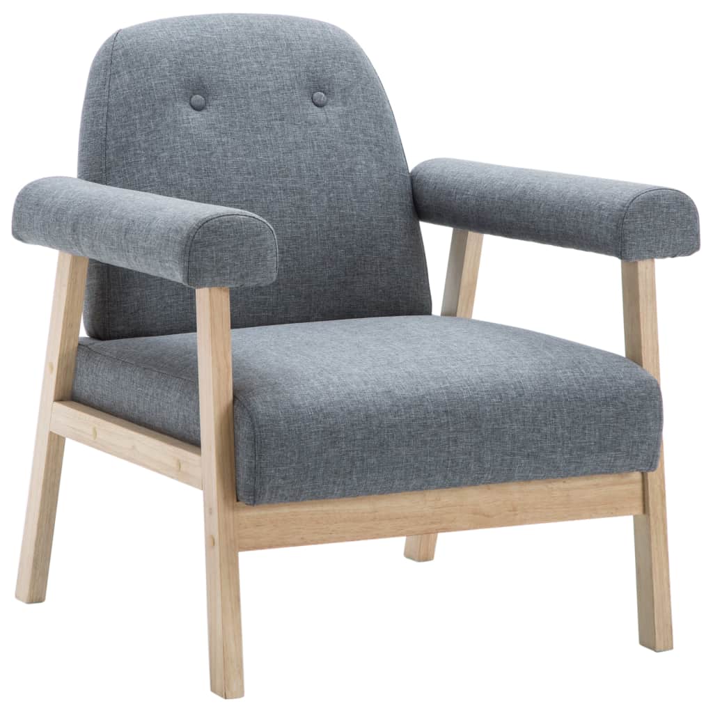 Комплект диван и кресло за трима, 2 части, текстил, светлосив