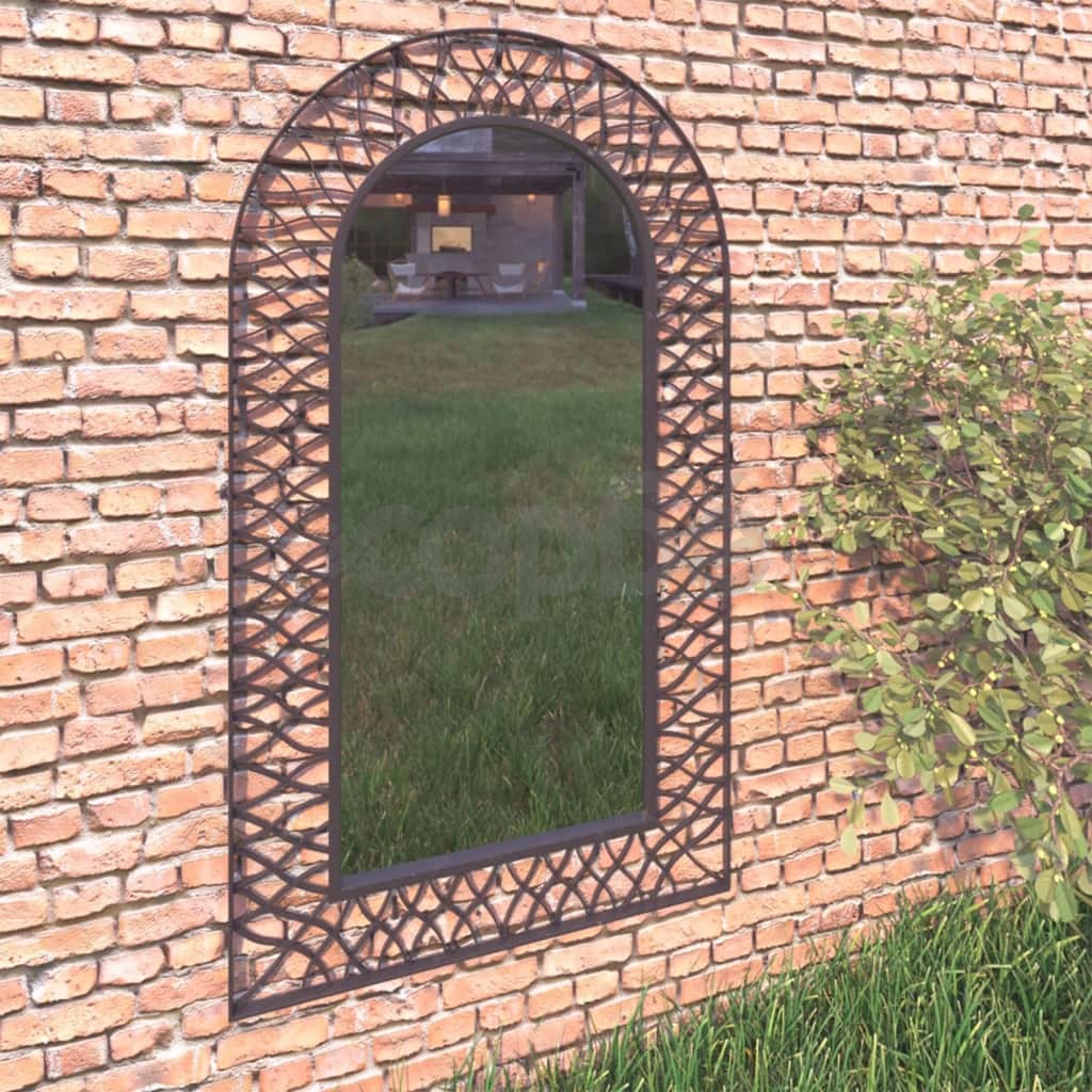 Градинско стенно огледало с рамка, 60x110 см, черно