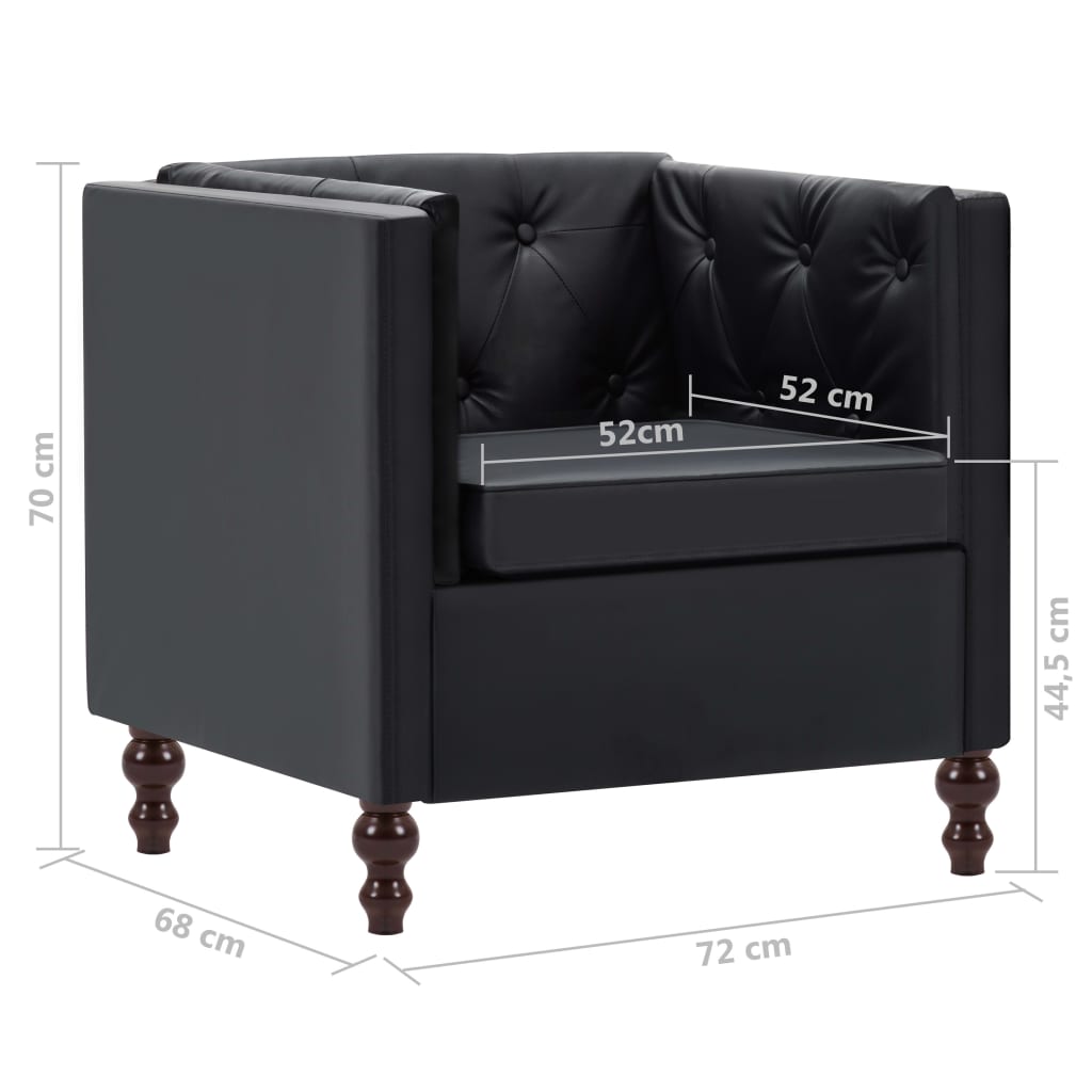 Комплект мека мебел от 2 части, изкуствена кожа, черен