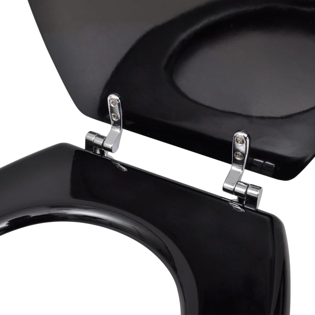 Тоалетни седалки с капаци, 2 бр, МДФ, черни