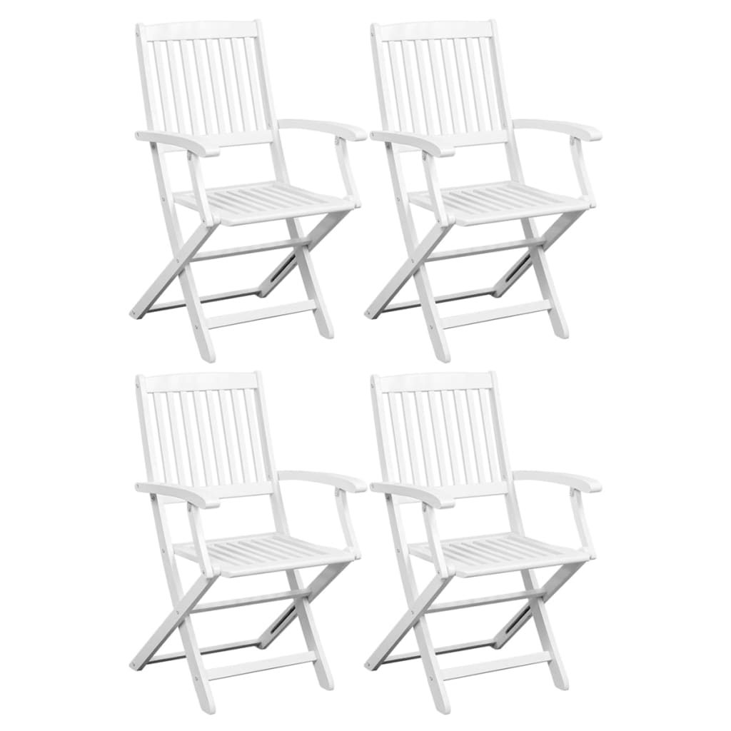 Трапезни столове, 4 бр, бели, акациево дърво масив