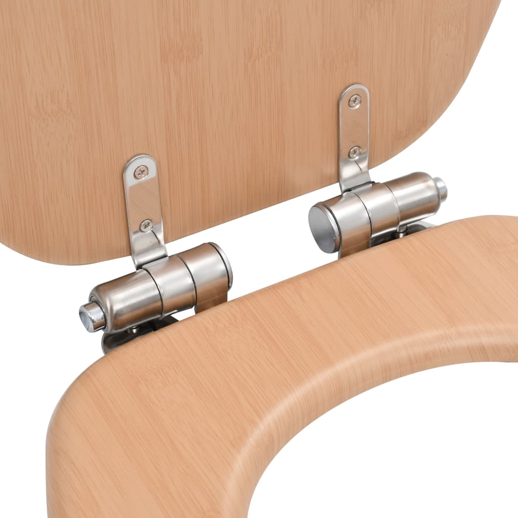 Тоалетни седалки с плавно затваряне, 2 бр, МДФ, дизайн бамбук