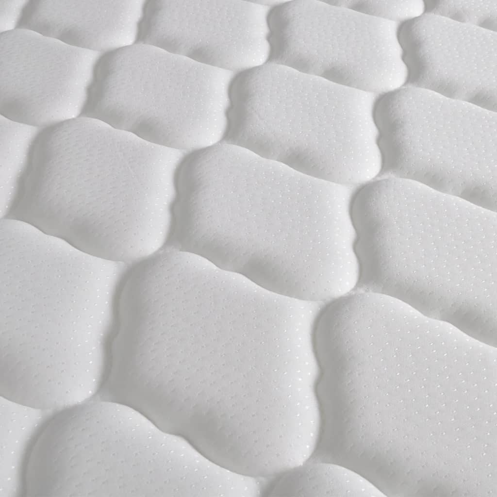 Легло с матрак от мемори пяна, бежово, плат, 140x200 см