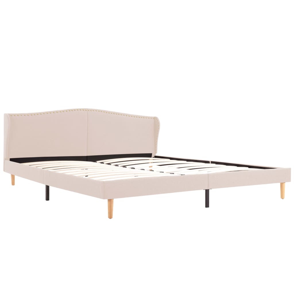 Легло с матрак от мемори пяна, бежово, плат, 180x200 см