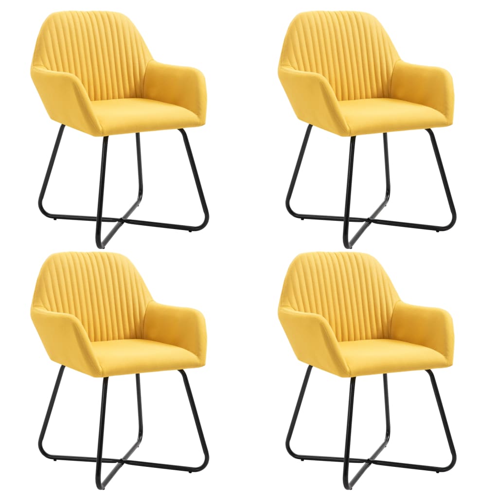 Трапезни столове, 4 бр, жълти, плат