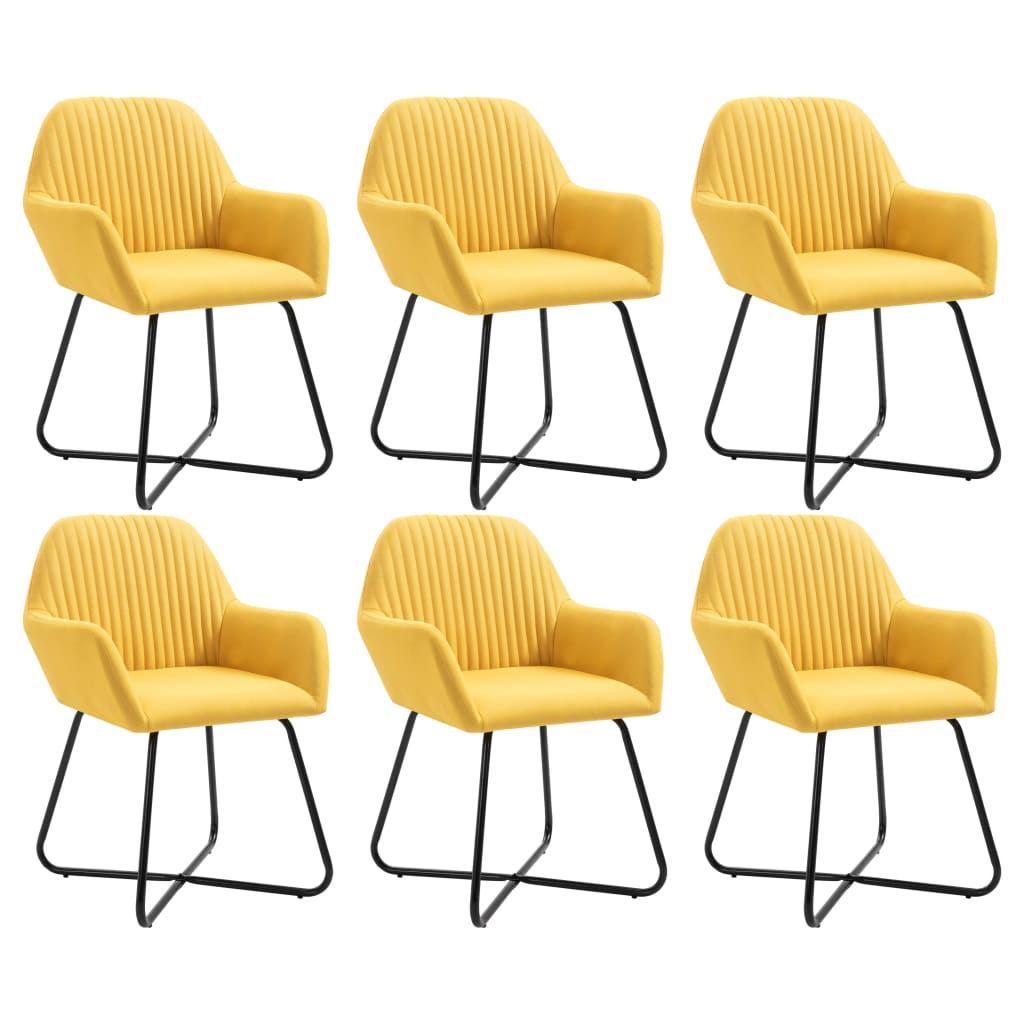Трапезни столове, 6 бр, жълти, плат