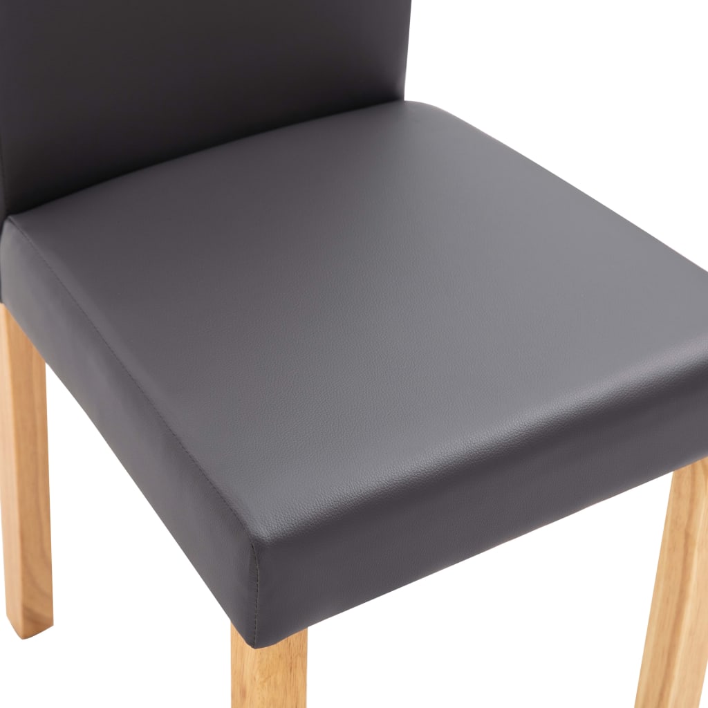 Трапезни столове, 6 бр, сиви, изкуствена кожа
