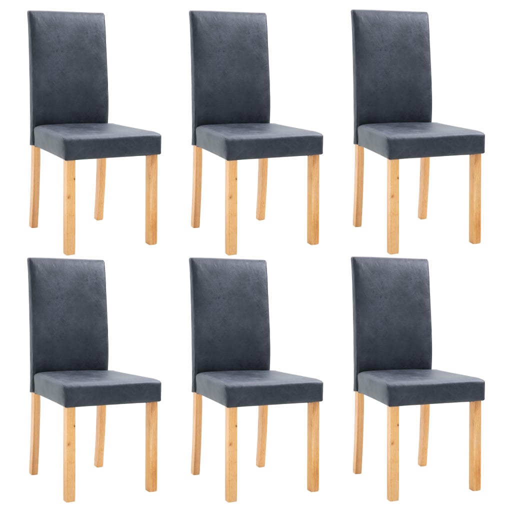 Трапезни столове, 6 бр, сиви, изкуствен велур