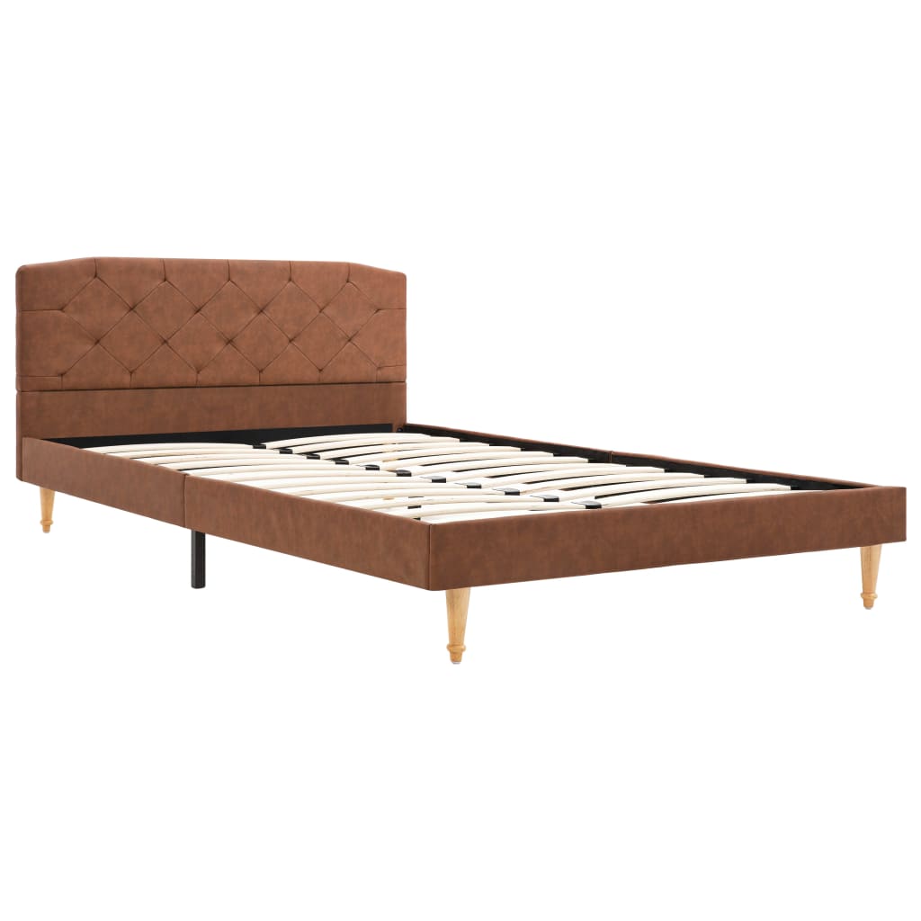 Легло с матрак от мемори пяна, кафяво, плат, 120x200 см