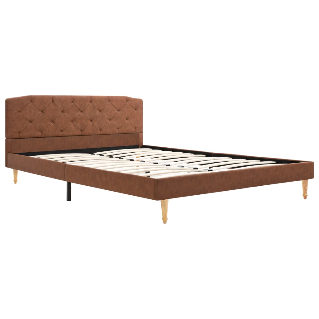 Легло с матрак от мемори пяна, кафяво, плат, 140x200 см