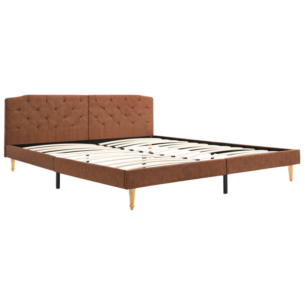 Легло с матрак от мемори пяна, кафяво, плат, 180x200 см
