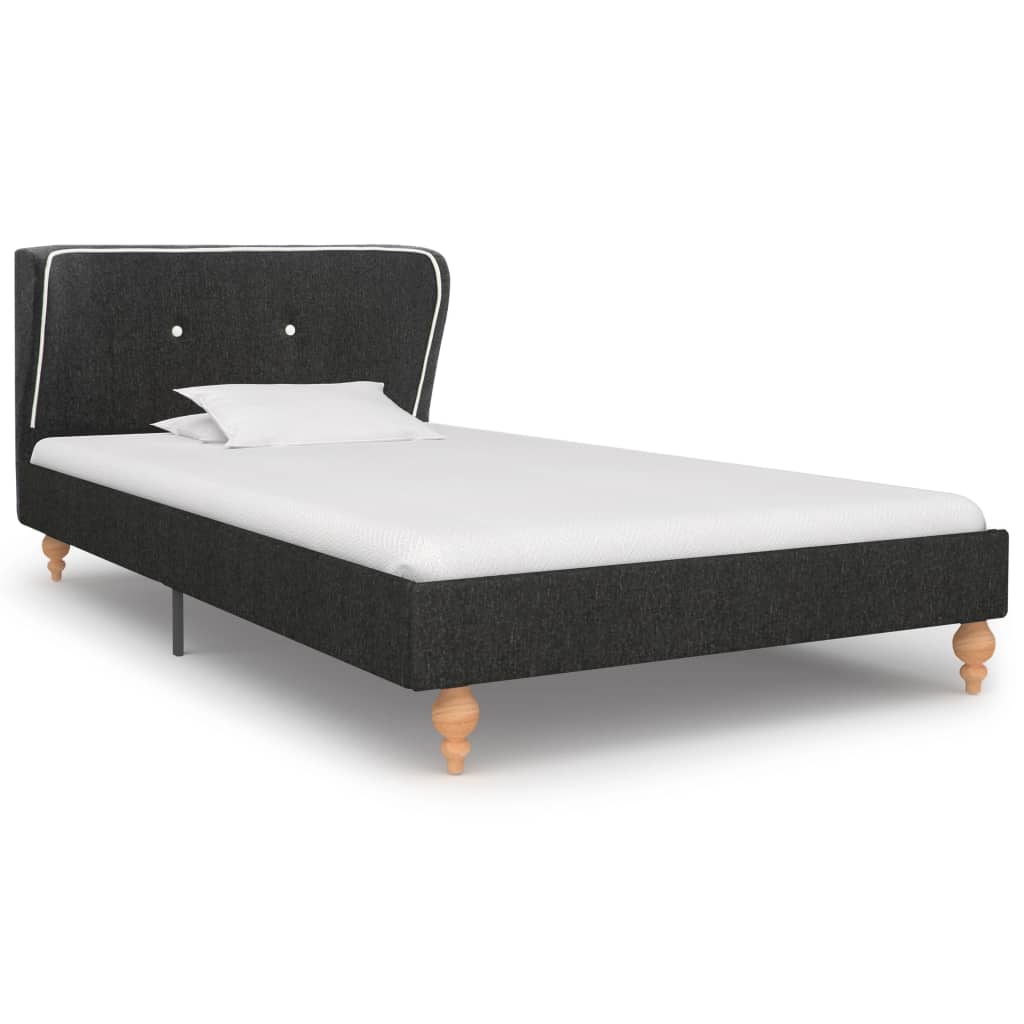 Легло с матрак от мемори пяна тъмносиво конопен плат 90x200 см
