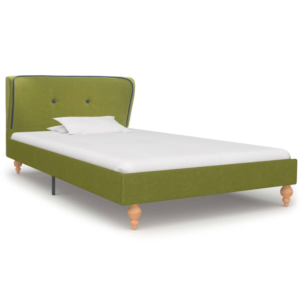 Легло с матрак от мемори пяна, зелено, плат, 90x200 см