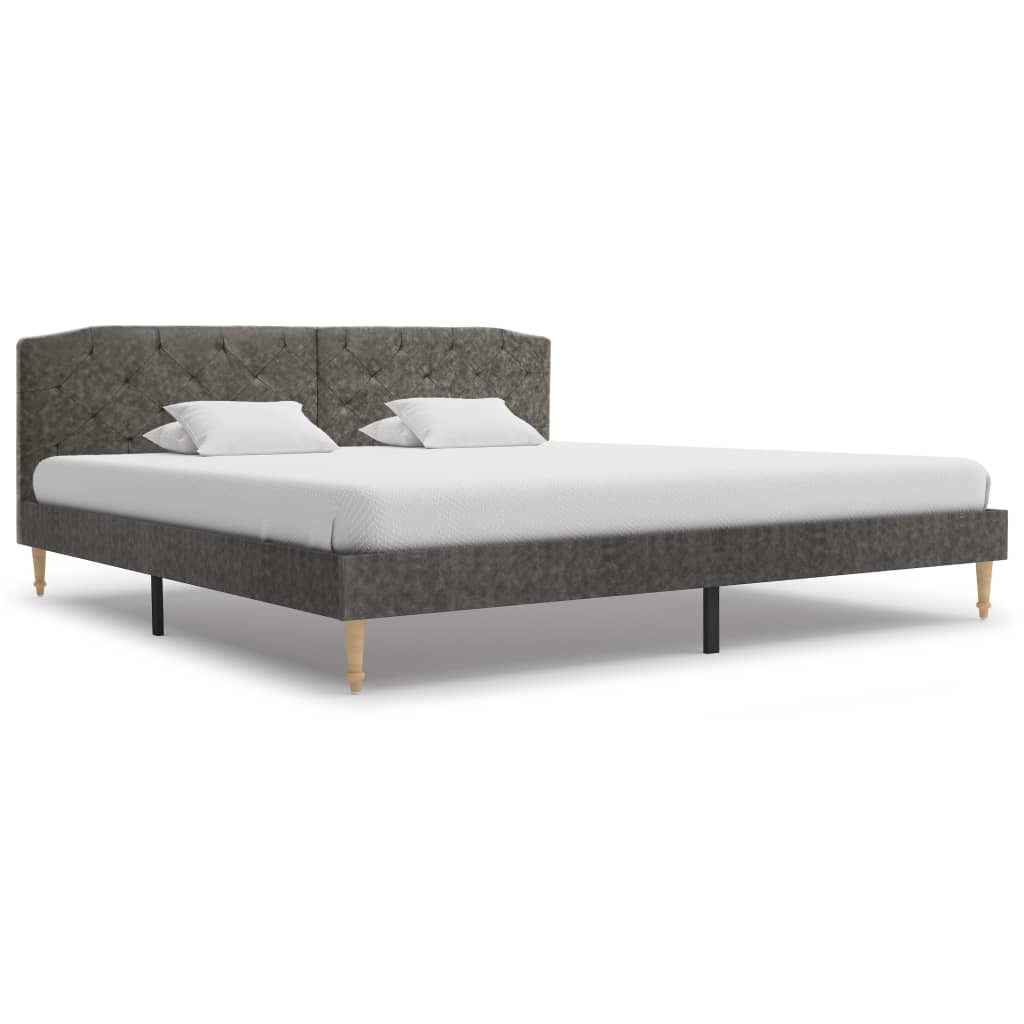 Легло с матрак, тъмносиво, плат, 180x200 см