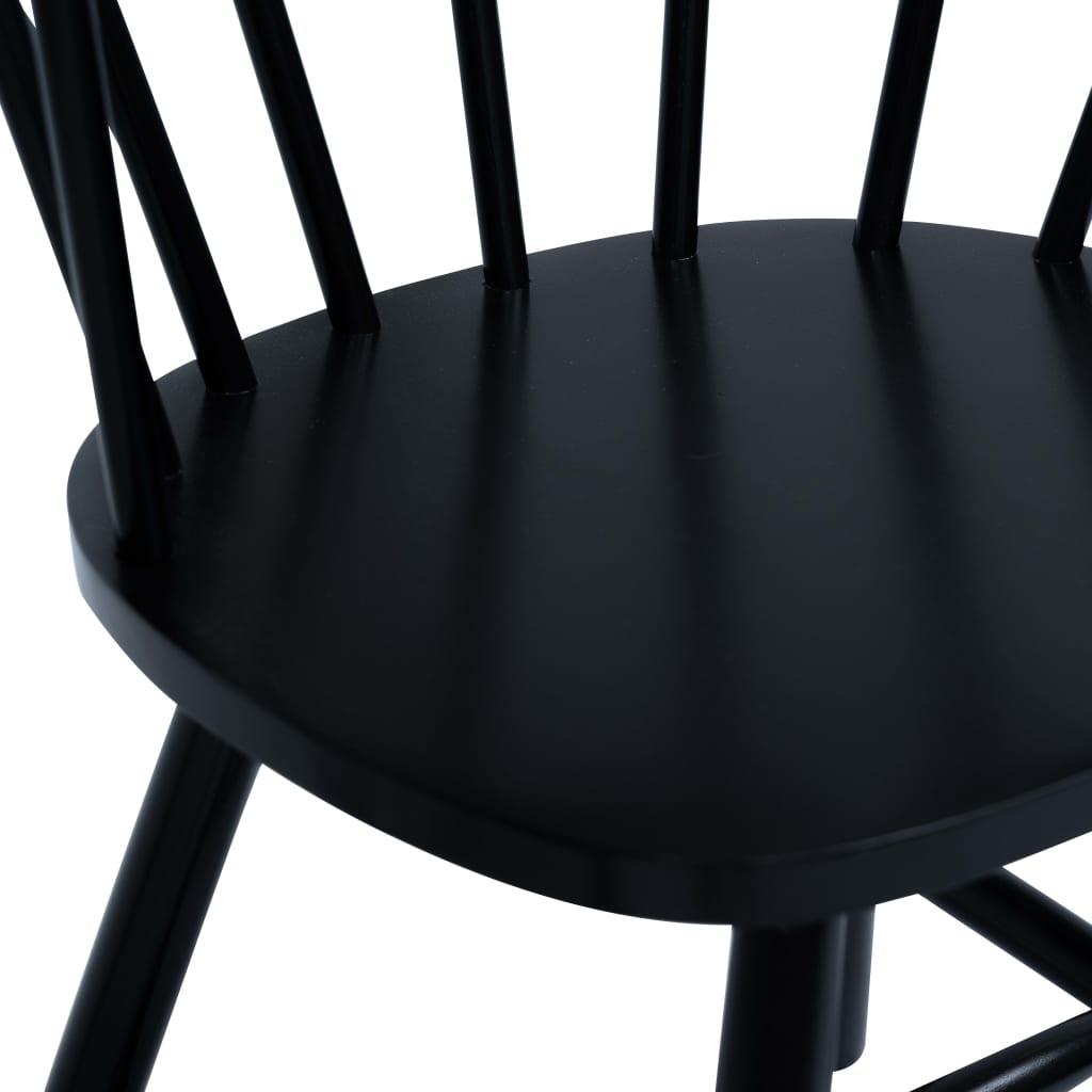 Трапезни столове, 6 бр, черни, каучуково дърво масив