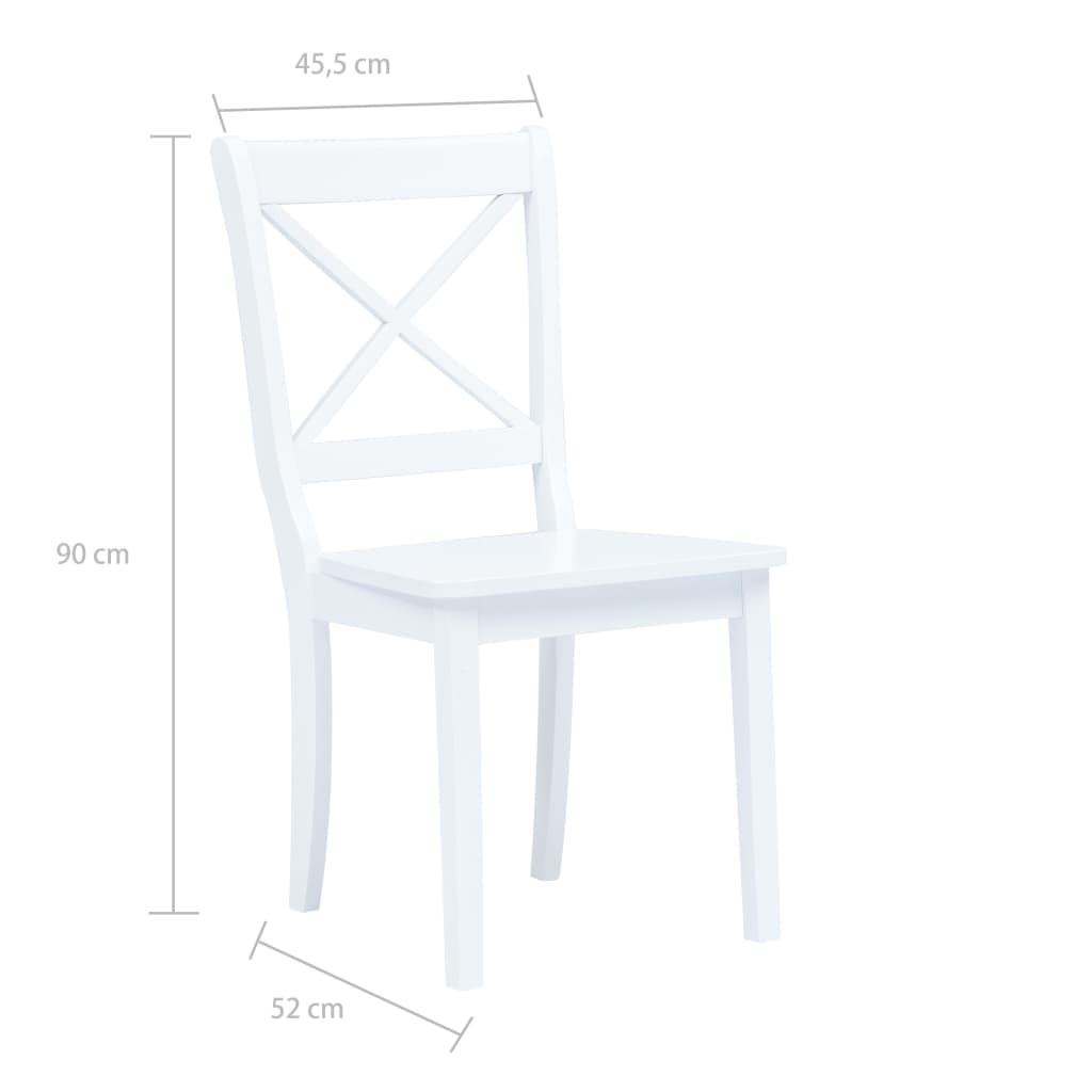 Трапезни столове, 6 бр, бели, масивна каучукова дървесина