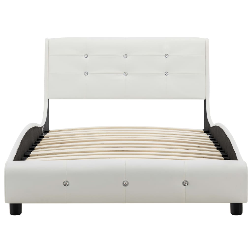 Легло с матрак, бяло, изкуствена кожа, 90x200 см