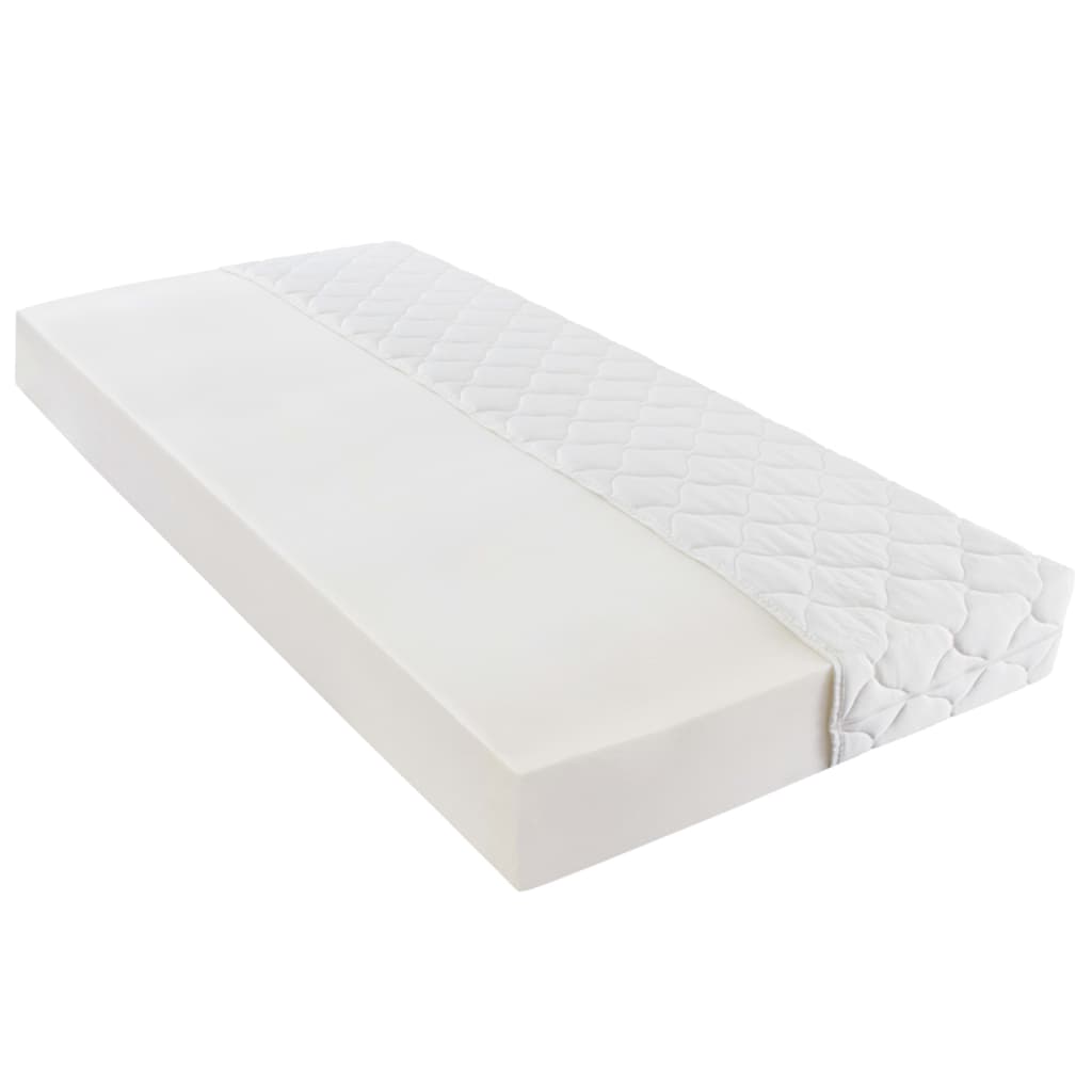 Легло с матрак, бяло, изкуствена кожа, 90x200 см