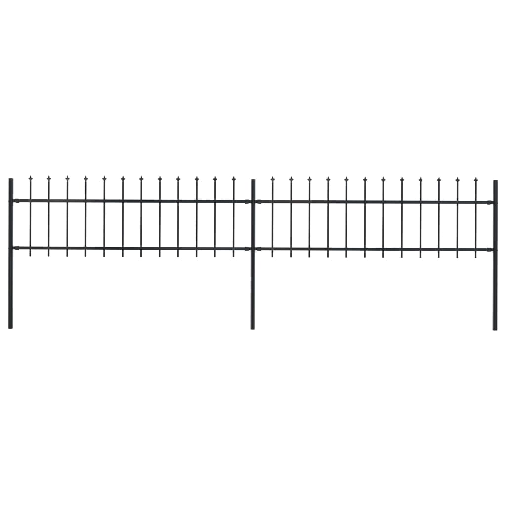 Градинска ограда с пики, стомана, 3,4x0,6 м, черна