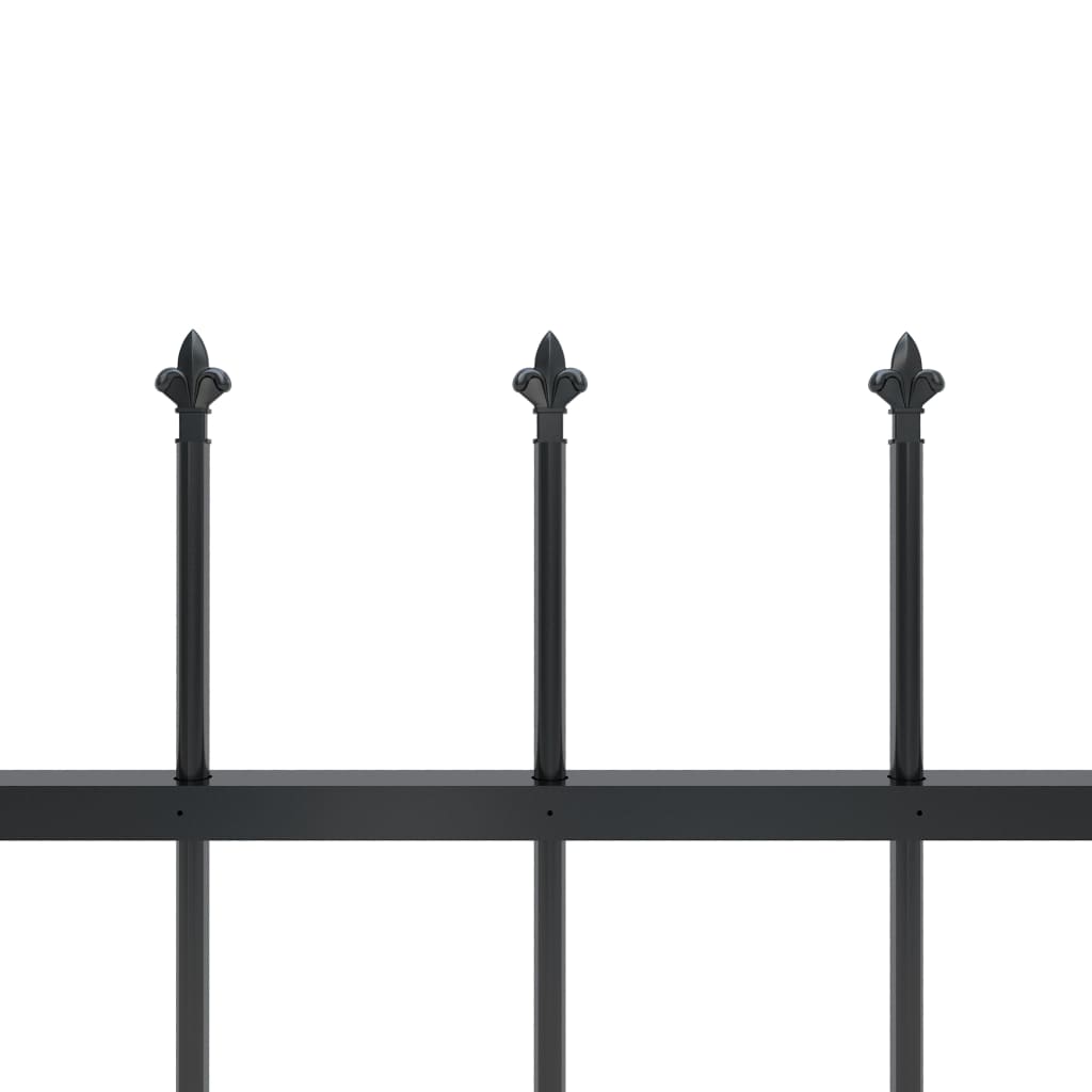 Градинска ограда с пики, стомана, 13,6x0,8 м, черна