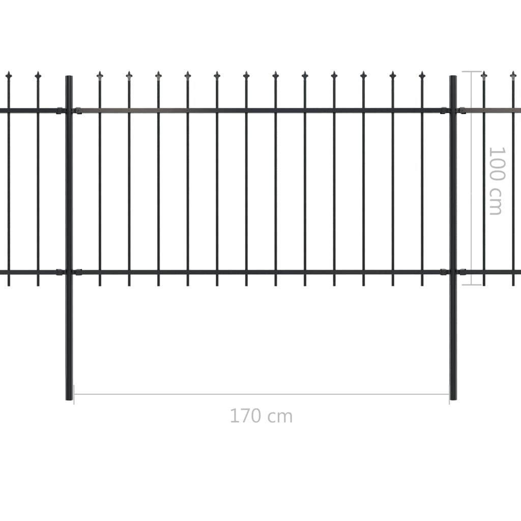 Градинска ограда с пики, стомана, 8,5x1 м, черна