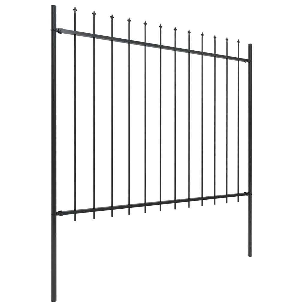 Градинска ограда с пики, стомана, 13,6x1,5 м, черна
