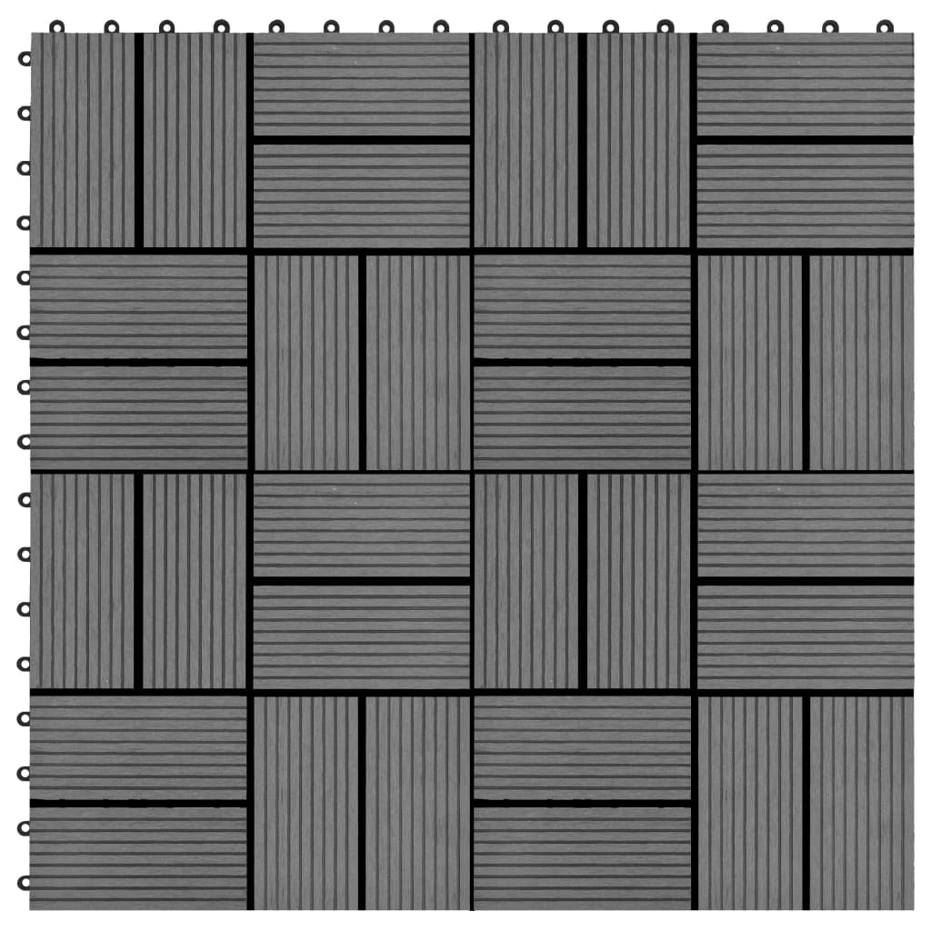 22 бр декинг плочки, 30x30 см, 2 кв.м., WPC, сиви