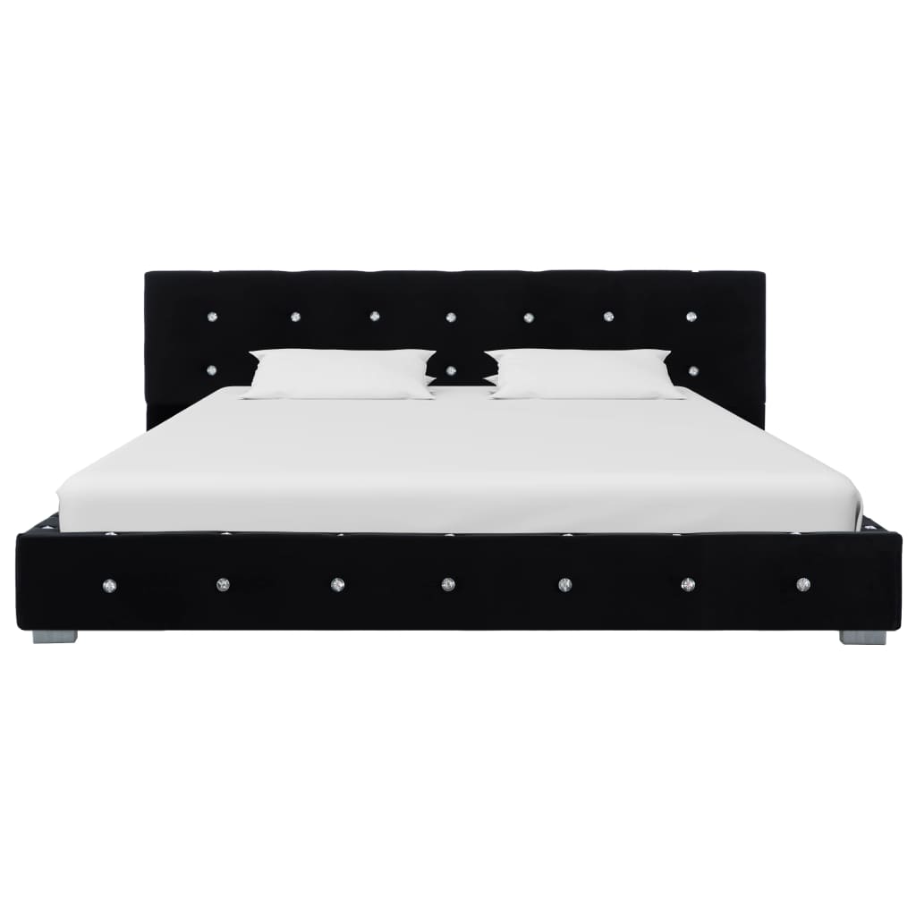 Легло с матрак от мемори пяна, черно, кадифе, 140x200 см