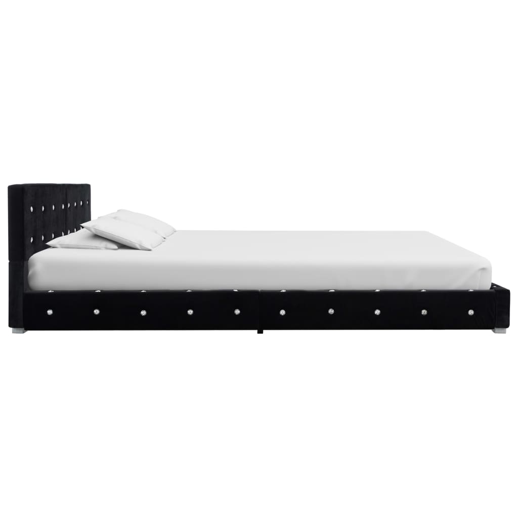 Легло с мемори матрак, черно, кадифе, 180x200 см